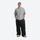 Men's breathable ski jacket with chest zip pockets - black snow pants with gray tee, for resort and street wear
