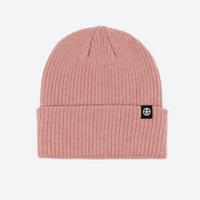 
                  
                    Warm wool knit beanie for winter sports - dusty rose wool snow beanie, front product view, for skiing and snowboarding
                  
                