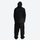 Men's 2-layer snowboard jacket and pants - black jacket with black pants, on-model back view, for cold-weather winter sports