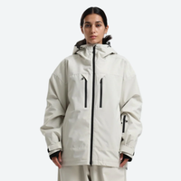 
                  
                    Women's waterproof 2L snow jacket and pants - white jacket, on-model front view, for resort and street wear
                  
                