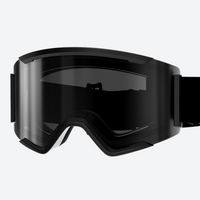 
                  
                    Snow goggles with quick adjust strap buckle - black frame smoke cylindrical ski goggles, for resort ski days
                  
                
