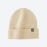 
                  
                    Hearth wool snow beanie with cuffed rib knit - beige wool snow beanie, front product view, for hiking and trail walking
                  
                