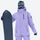Unisex snowboard jacket and bibs set - lavender jacket with lavender pants, for cold-weather winter sports