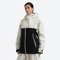 
                  
                    Women's breathable 2-layer snowboard jacket and pants - cream and black colorblock, for powder days and winter commute
                  
                