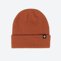
                  
                    Hearth wool snow beanie with cuffed rib knit - terracotta wool snow beanie, front product view, for daily commute and office
                  
                