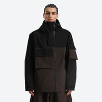 
                  
                    Men's colorblock ski pullover set - black and coffee brown colorblock, on-model front view, for cold-weather winter sports
                  
                