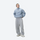 Soft boxy fleece sweater for cold days - light blue boxfleece half-zip sweatshirt on men with headphones