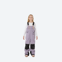 
                  
                    Youth 3-layer ski suit with bib pants - lavender bib pants with black knee patches, for kids skiing and snowboarding
                  
                
