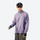 Soft boxy fleece sweater for cold days - lavender boxfleece half-zip sweatshirt on men with cap and gloves