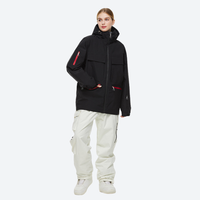 
                  
                    Women's 2-layer snowboard jacket and pants - black jacket with white pants, for skiing and snowboarding
                  
                