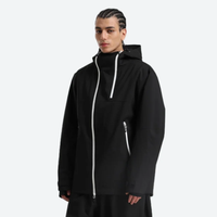 
                  
                    Men's breathable 2L snowboard jacket and pants - black, on-model three-quarter front view, for powder days and winter commute
                  
                