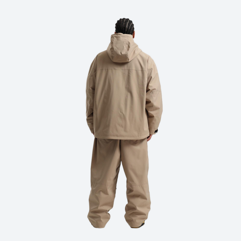 Men's breathable ski jacket with wide-leg pants - tan jacket with tan pants, for cold-weather winter sports