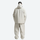 Men's colorblock ski pullover set - cream jacket with cream pants, on-model back hood view, for resort and street wear