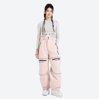 
                  
                    Men's 2-layer snowboard jacket and pants - light pink snow pants with gray top, for skiing and snowboarding
                  
                