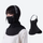 Breathe neckwarmer facemask with breathable fabric - black facemask on women in white top with inset, worn top view