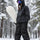 Women's 3-layer snowboard jacket and pants - black jacket with black pants, for powder and piste riding