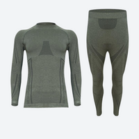 
                  
                    Warm merino wool baselayer suit for snow sports - olive merino compression base layer suit, for skiing and snowboarding
                  
                