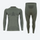 Warm merino wool baselayer suit for snow sports - olive merino compression base layer suit, for skiing and snowboarding