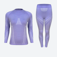 
                  
                    Warm merino wool baselayer suit for snow sports - lavender merino compression base layer suit, for layering under ski wear
                  
                