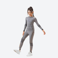 
                  
                    Kids breathable compression top and pants set - gray kids compression base layer suit, for layering under ski wear
                  
                