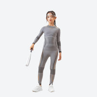 
                  
                    Kids quick-dry baselayer suit for sports - gray kids compression base layer suit, for kids skiing and snowboarding
                  
                