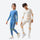 Kids breathable compression top and pants set - blue and cream kids compression suit couple, for kids sports and training