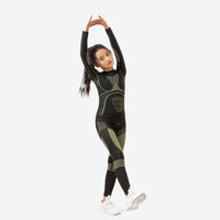 
                  
                    Kids breathable compression top and pants set - black olive kids compression base layer suit on girl
                  
                