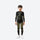 Kids breathable compression top and pants set - black olive kids compression base layer suit, front standing view on boy