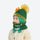 Kids winter hat neckwarmer set in shark and dinosaur - green dinosaur kids beanie with green facemask on girl, worn side view