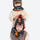 Cosmo kids beanie and facemask set with cartoon print - navy orange dinosaur kids beanie with facemask on two kids