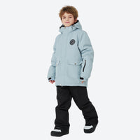 
                  
                    Kids breathable 2-layer colorblock ski suit - light blue kids jacket with black pants, for kids skiing and snowboarding
                  
                