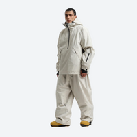 
                  
                    Men's breathable ski pullover set - cream jacket with cream pants, for resort and street wear
                  
                