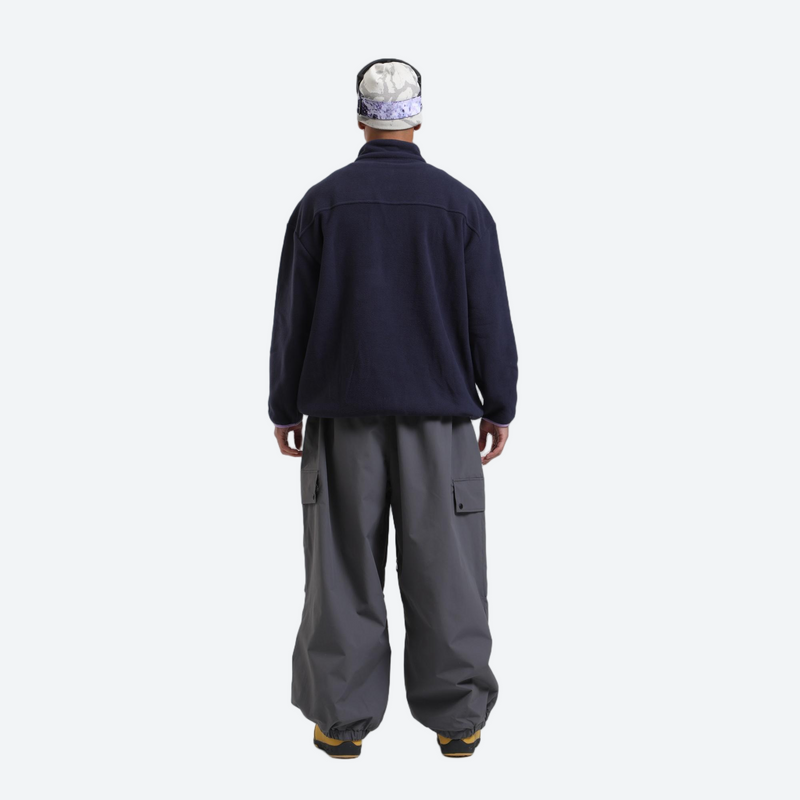 3-layer snowboard cargo pants - gray snow pants, on-model back view, for resort and street wear