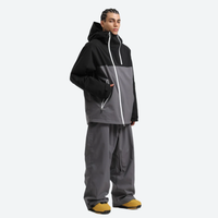 
                  
                    Men's colorblock ski anorak set - black and gray colorblock, on-model three-quarter front view, for resort and street wear
                  
                