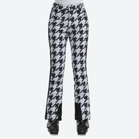 
                  
                    Women's adjustable ski pants with inner snow skirt - houndstooth ski pants with black side stripe, for resort ski days
                  
                