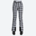 Women's adjustable ski pants with inner snow skirt - houndstooth ski pants with black side stripe, for resort ski days