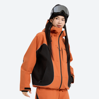 
                  
                    Women's colorblock waterproof snow jacket and pants - orange black colorblock jacket, for cold-weather winter sports
                  
                