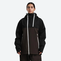 
                  
                    Women's colorblock ski jacket set - black and coffee brown colorblock, on-model front view, for cold-weather winter sports
                  
                