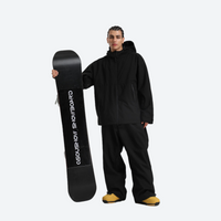 
                  
                    Men's 2-layer snowboard jacket and pants set - black jacket with black pants, for cold-weather winter sports
                  
                