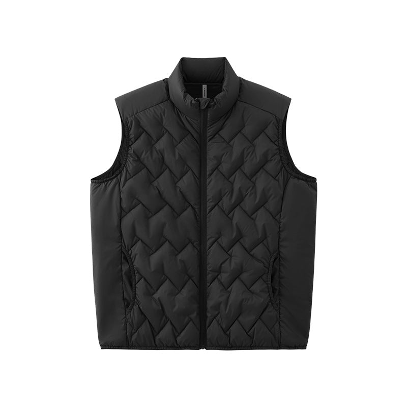 Compact ultralight down vest jacket series - black ultralight down vest, front product view, for camping and outdoor weekends