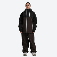 
                  
                    Women's waterproof 2L snow jacket and pants - black and coffee brown colorblock jacket with coffee pants
                  
                