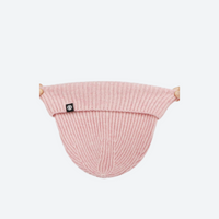 
                  
                    Warm wool knit beanie for winter sports - pink wool snow beanie, flat unfold view, for hiking and trail walking
                  
                