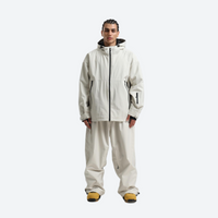 
                  
                    Men's waterproof 2L snow jacket and pants - cream jacket with cream pants, for resort and street wear
                  
                