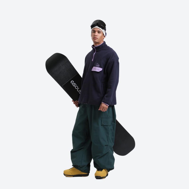 3-layer snowboard cargo pants - dark green snow pants, for resort and street wear
