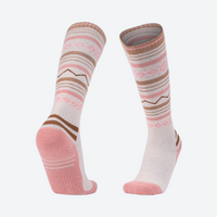 
                  
                    Cushioned compression ski socks for snow sports - striped merino ski socks, for hiking and trail walking
                  
                