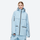 Women's 2-layer snowboard jacket and pants - ice blue jacket, on-model front view, for skiing and snowboarding