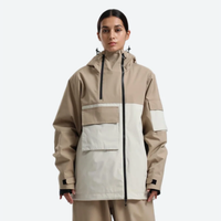 
                  
                    Women's colorblock ski pullover set - tan and cream colorblock, on-model front view, for resort and street wear
                  
                