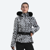 
                  
                    Women's slim fit ski jacket with fur collar - leopard print slim fit ski jacket with fur collar, for winter mountain trips
                  
                