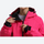 Women's waterproof 2L anorak snow jacket and pants - rose pink, collar close-up with hand, for powder days and winter commute