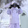Women's quilted lining ski jacket with suspender bibs - lavender jacket with lavender pants
